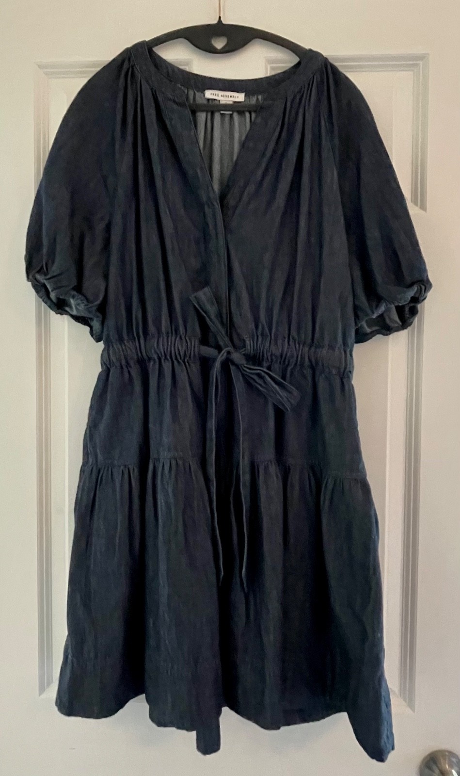 Free Assembly Dark Blue Denim Button Front A-line Dress Size Medium w/ Pockets