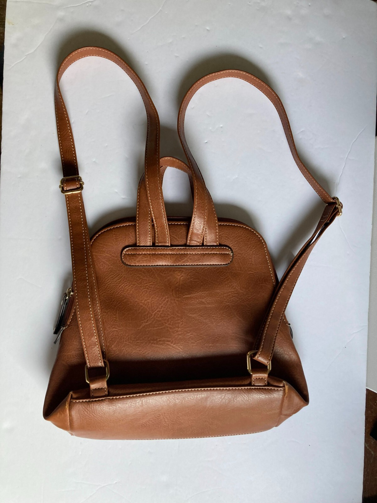 Boc Back Pack Brown Man Made Materials Accent Stiching 4 Pockets Zip Close