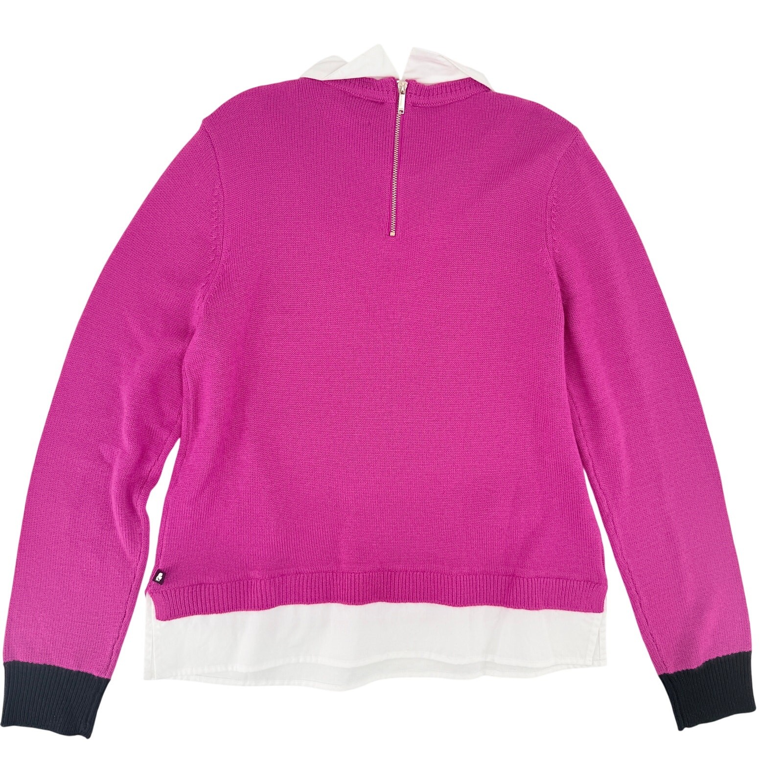 Karl Lagerfeld Layered Look Collared Sweater Womens Sz Small Pink Rhinestone