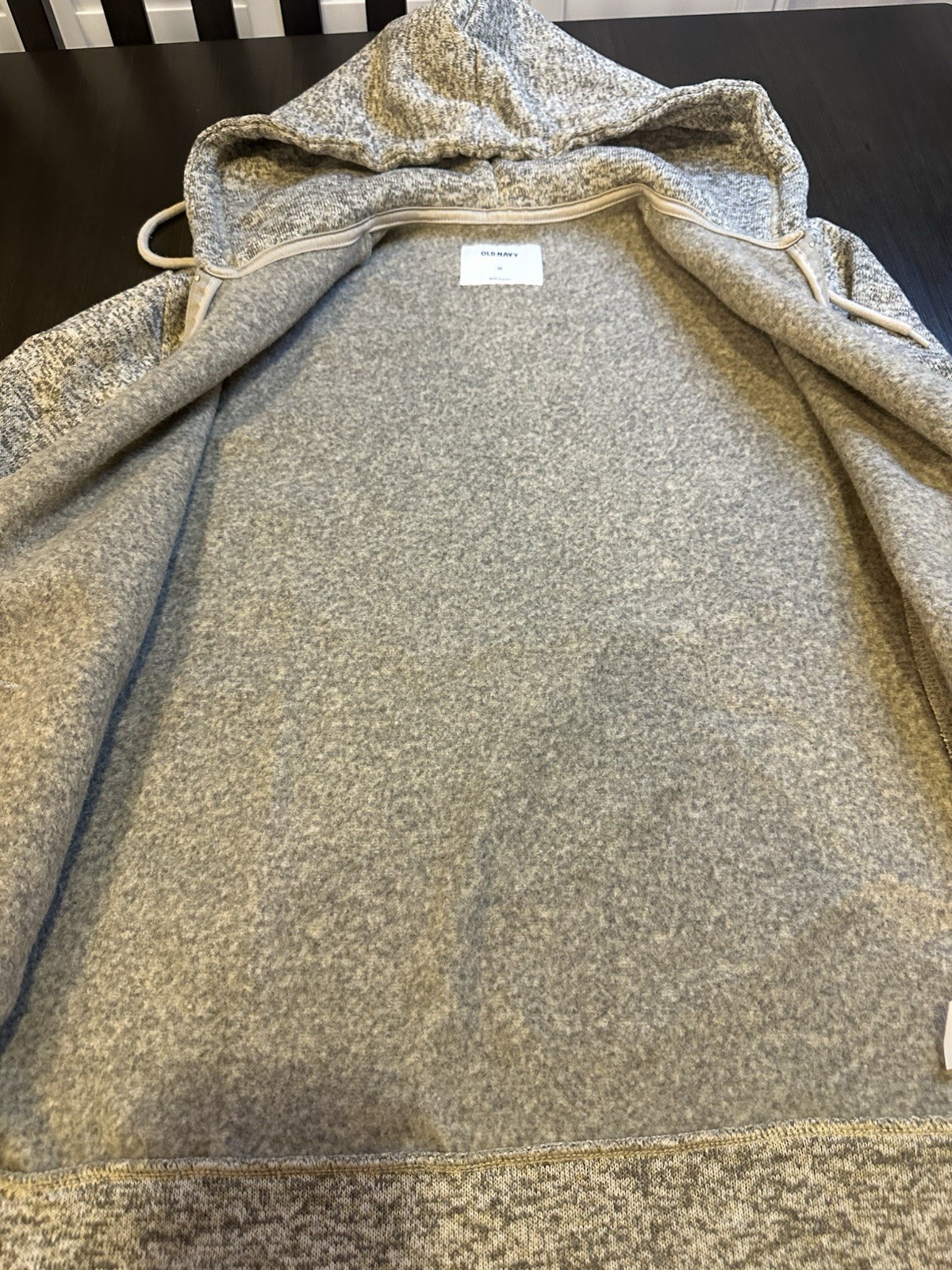 Old Navy Men’s Gray Heathered Fleece Full Zip Hooded Hoodie Pockets M