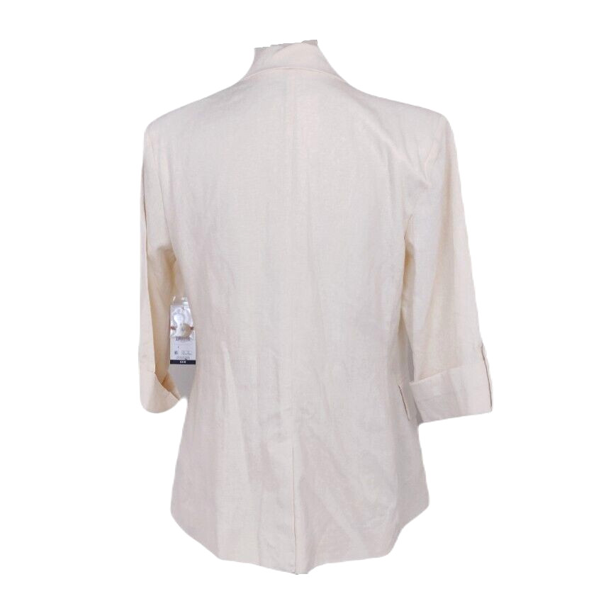 NWT Sophia Vergara Blazer Double Breasted Ivory Linen Blend Lined Womens M
