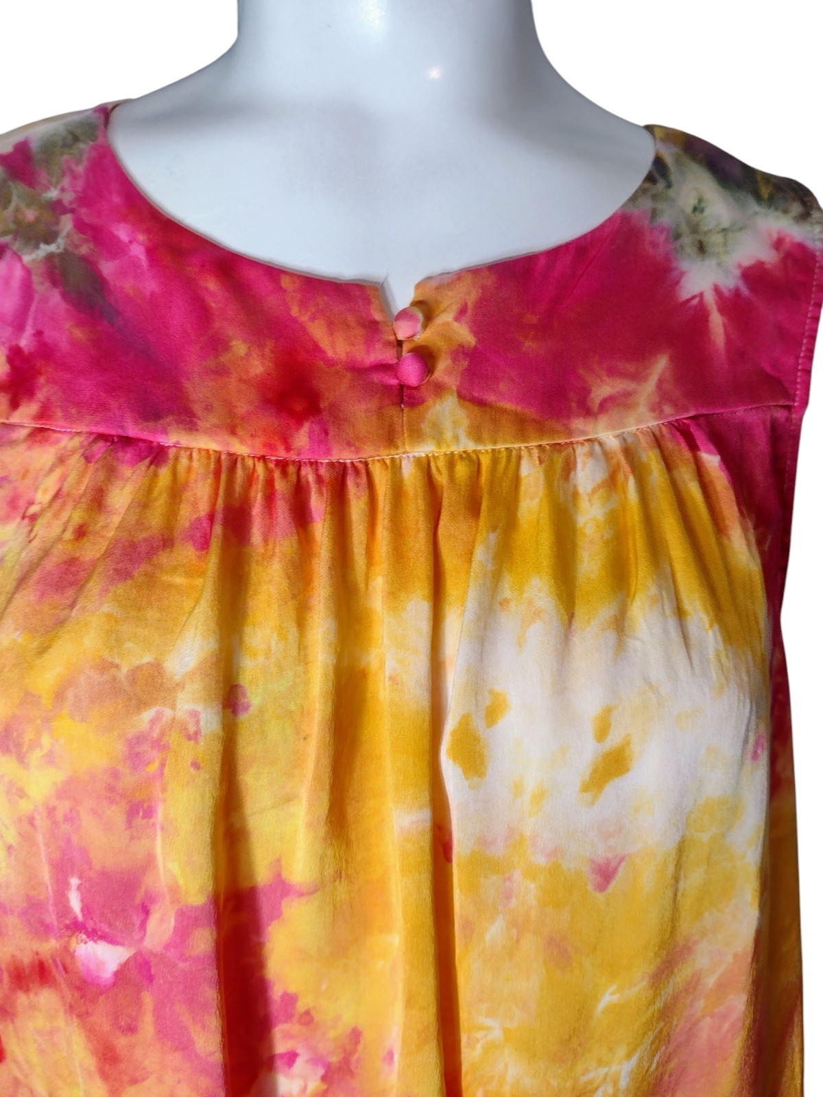 Theory All 100% Silk Tie Dye Sleeveless Top M Artsy Flowy Summer Colorful Boho