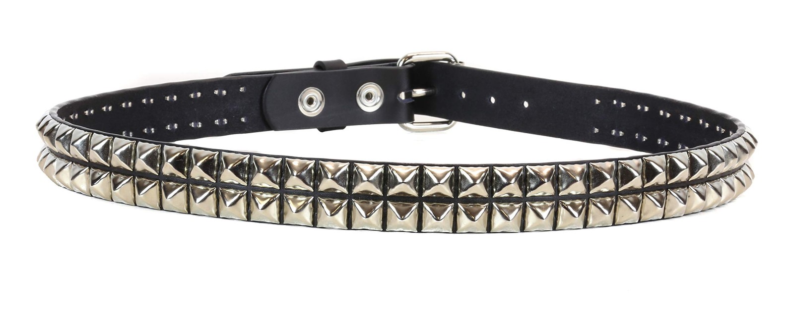 Funk Plus Two Row Pyramid Stud Belt Made In USA Genuine Leather M-34, Black