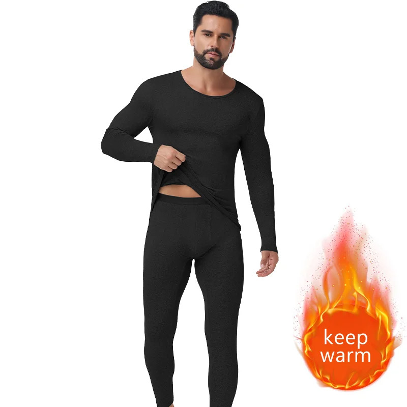 Men’s Long Johns Set Thermal Underwear Top & Pants Set Fleece Lined Warm Winter