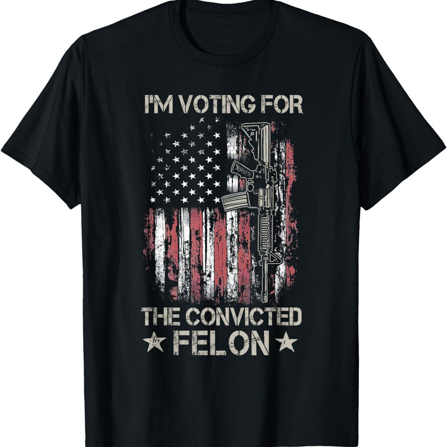 I’m Voting For The Convicted Felon USA Flag Donald Trump T-Shirt