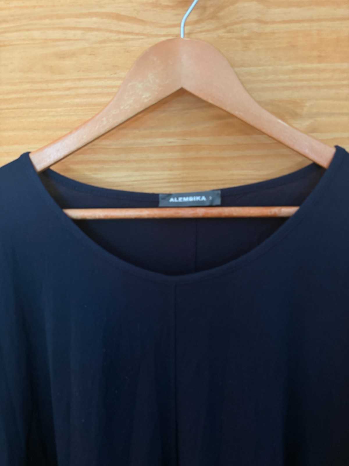 Alembika Oversized Trapeze Lagenlook Drapey Blue Short Sleeve Tunic Top size M