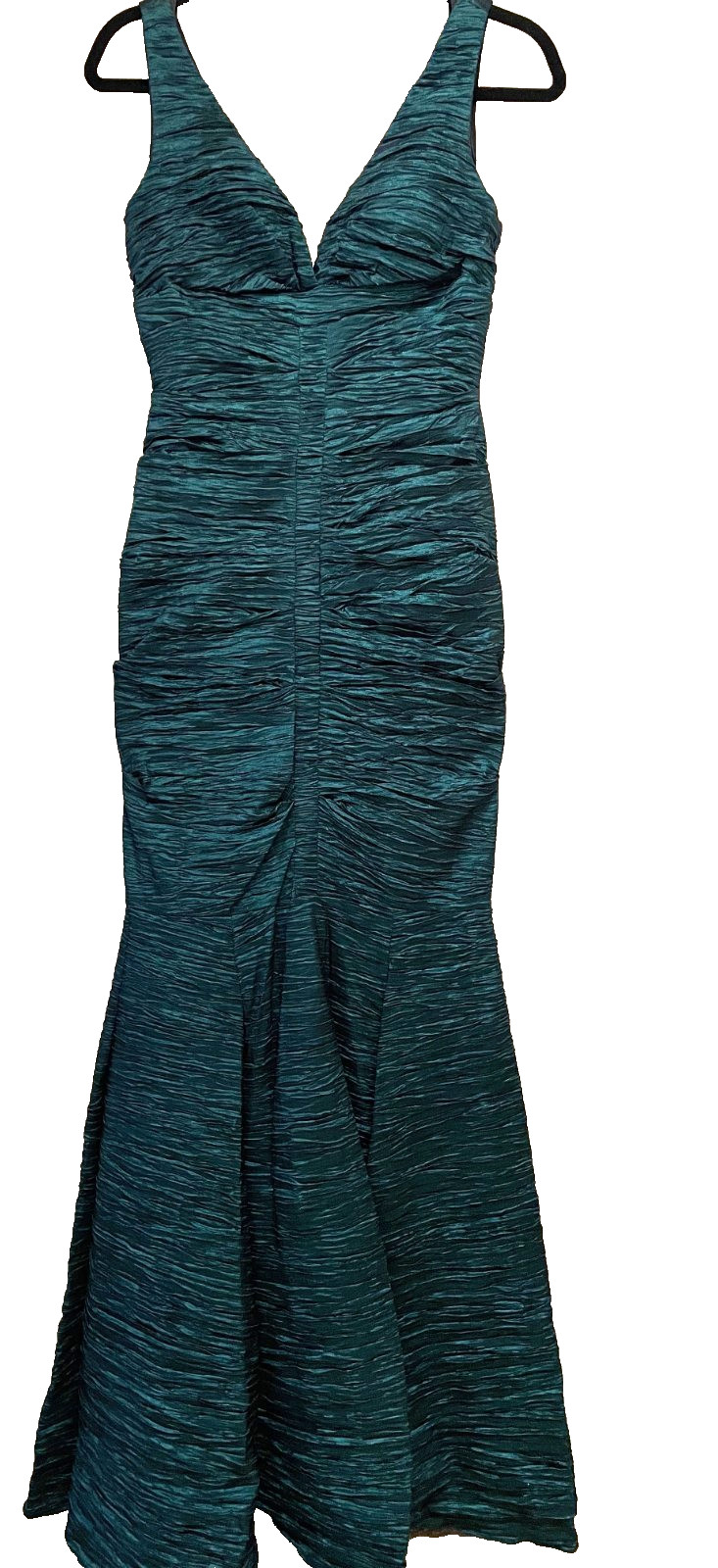 Xscape Crinkle Stretch Taffeta Formal Gown Teal Green 12 SALE!
