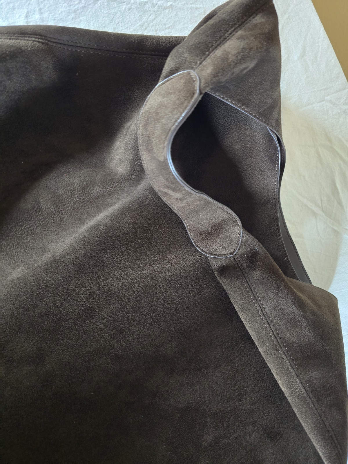 GAP Vegan Suede Slouchy Tote Bag Chocolate Brown Hobo Shoulder Purse Large