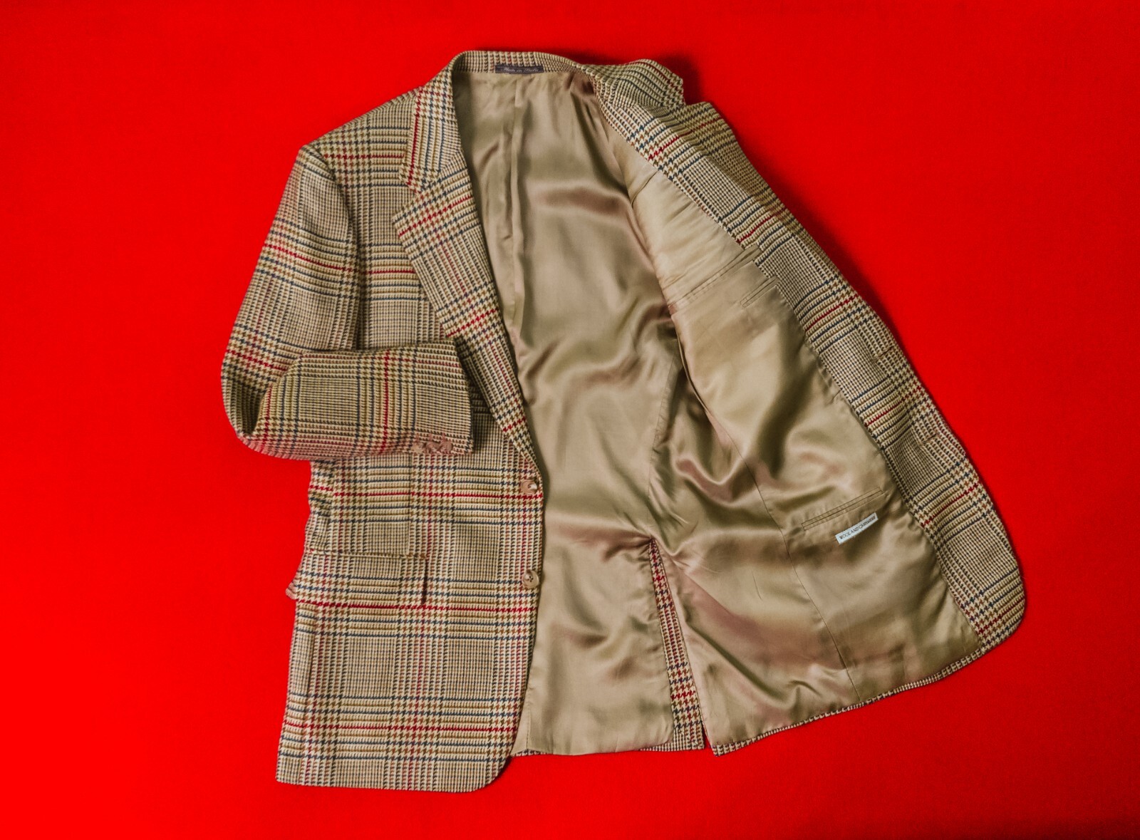 CORNELIANI Sartoria Men 90% Wool 10% Cashmere Plaid Beige Size 48 / M Jacket