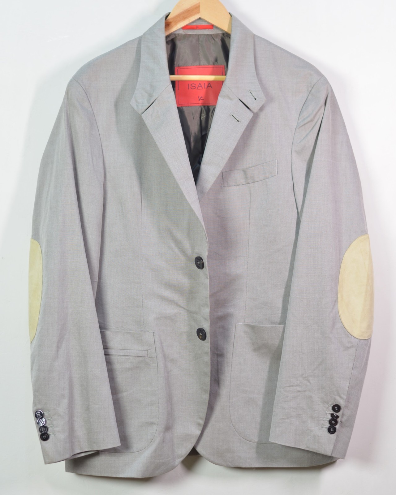 ISAIA Napoli Men’s Blazer Sport Coat 54 R Gray Silk Wool Cotton Vintage Italy