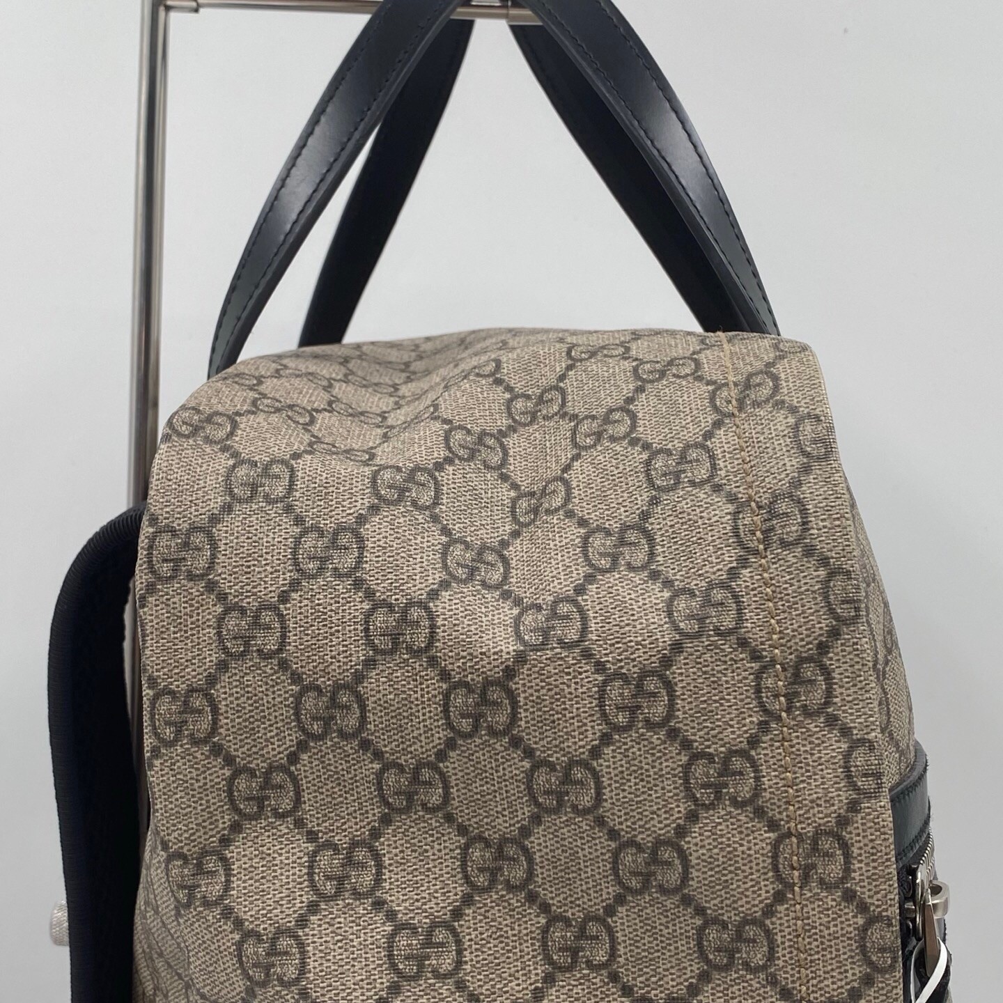 Gucci Sherry Ophidia GG Supreme Monogram Backpack Beige Canvas Web Black 051809