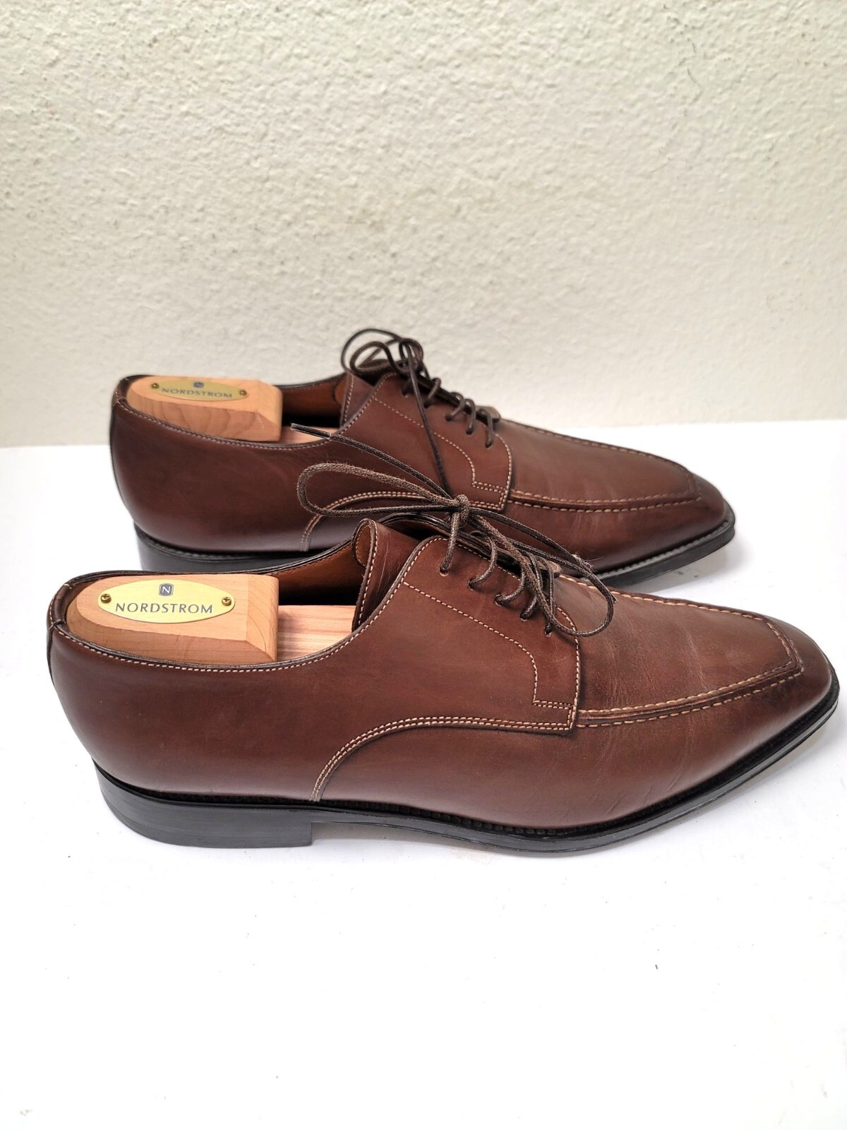 Santoni Men’s Oxfords Brown Leather Lace-Up Dress Shoes Size 8.5 EE