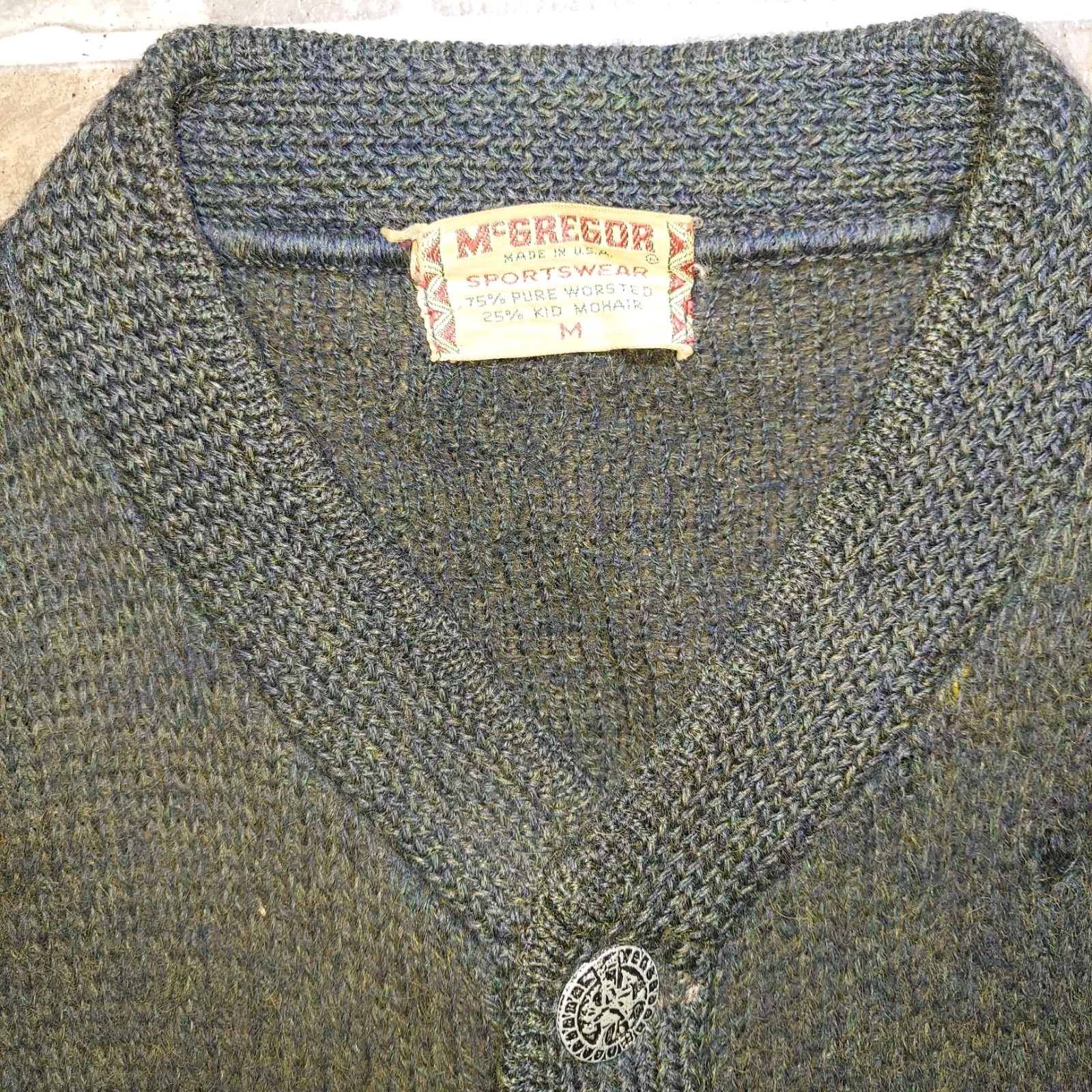 Vtg McGregor Kid Mohair Worsted Wool Cardigan Rockabilly Thrashed Cobain Grunge