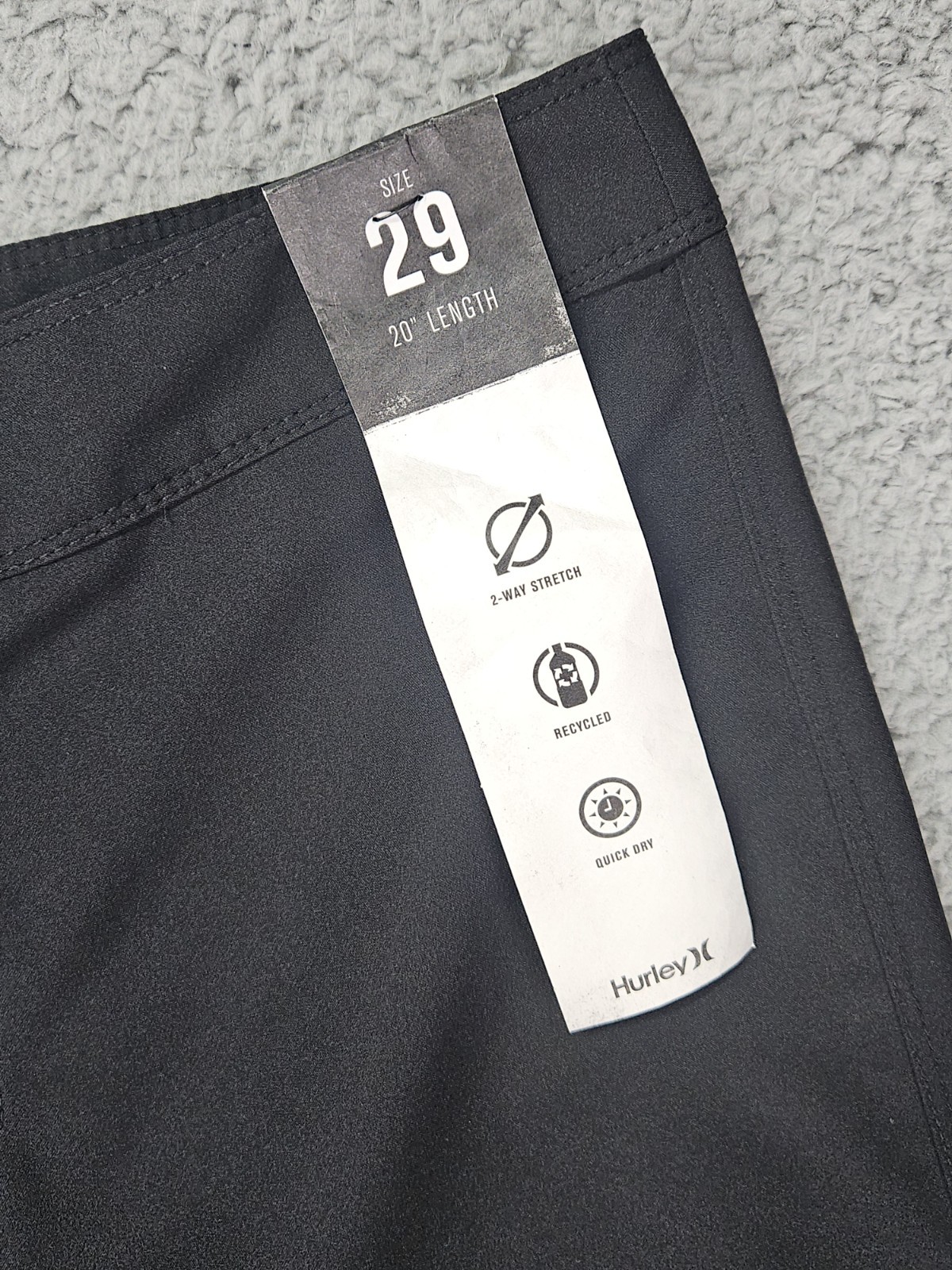 Hurley Board Shorts Mens 29 Black Surf Swim Quick Dry Stretch NWT