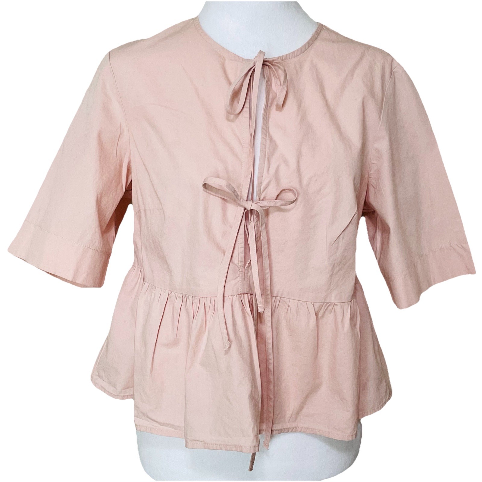 DIVIDED Top Light Pink Ruffle Hem Blouse Women’s Sz S Cottagecore Boho H&M