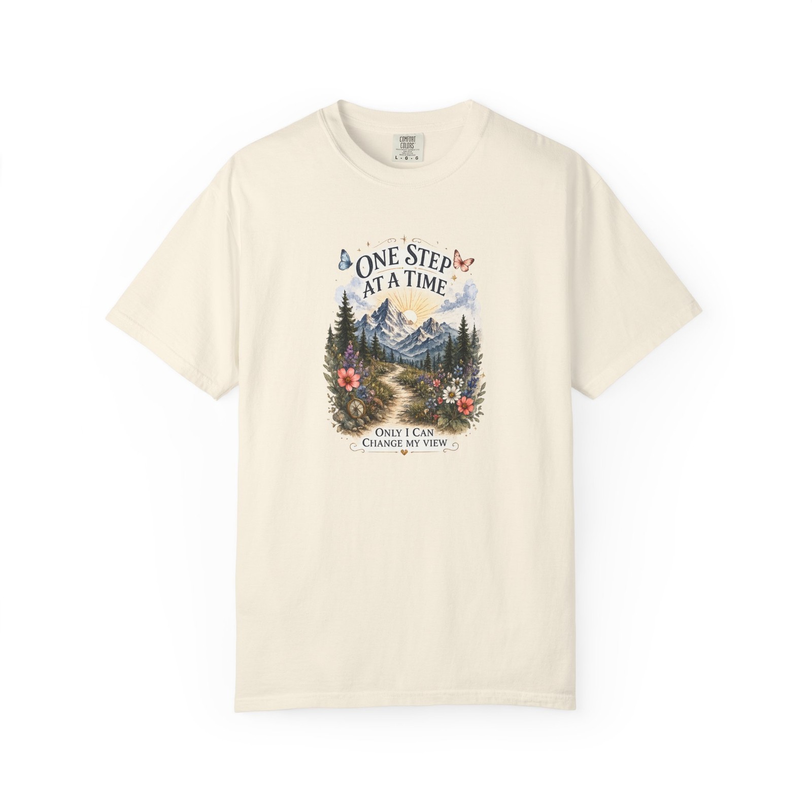 One Step at a Time T-shirt | Mountain Forest Floral Design