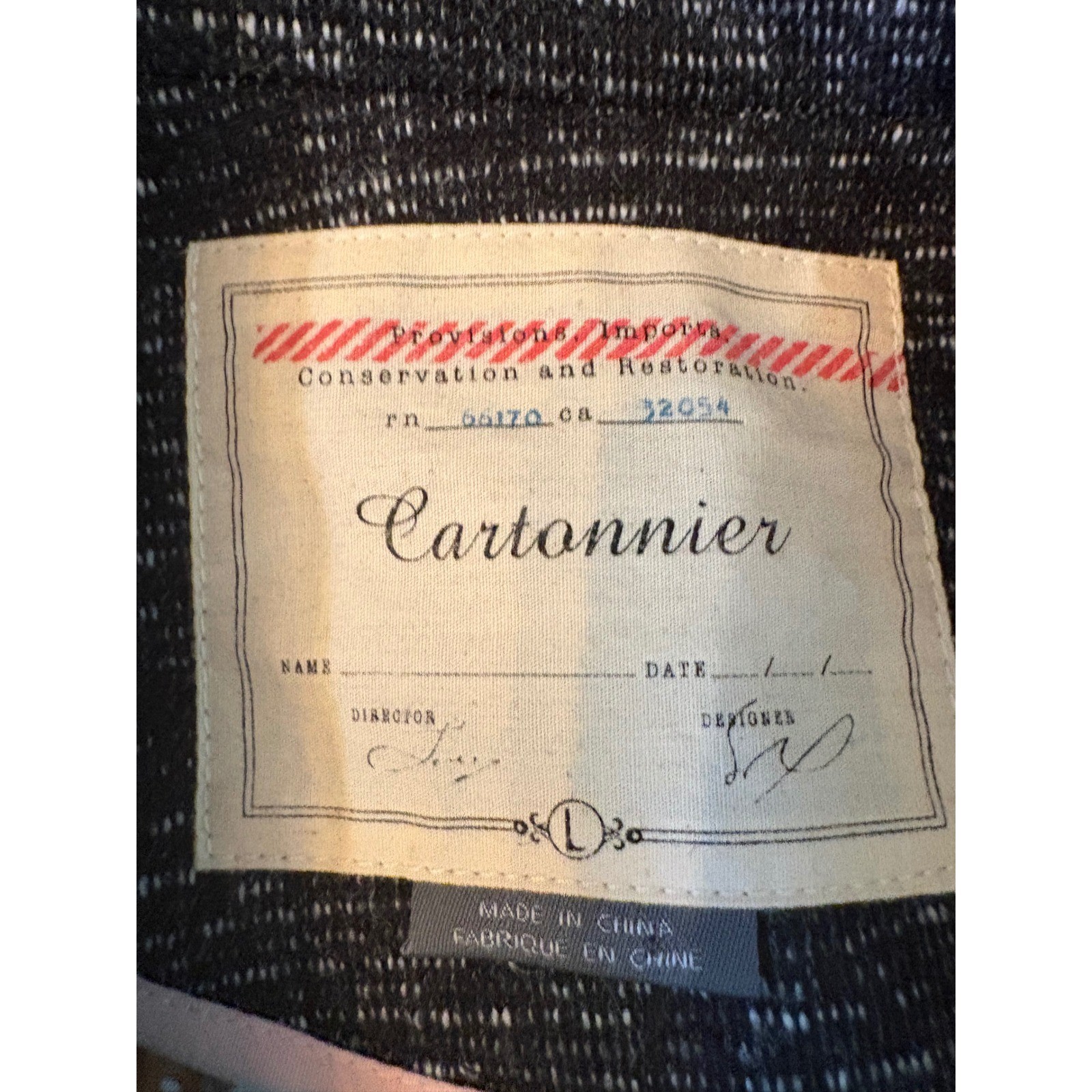 Anthropologie Cartonnier Knit Blazer Women Large Black Parisian Single Button
