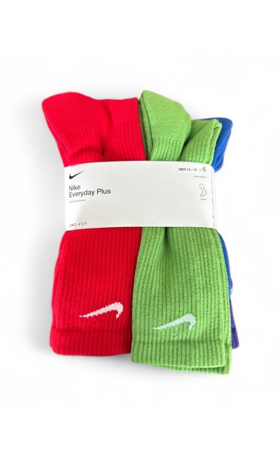 Nike Everyday Plus Cushioned Crew Training Socks 6-PACK Color Unisex Size SMALL