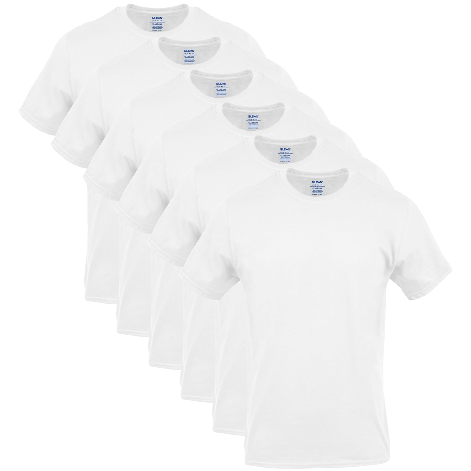 Gildan Men’s Crew T-Shirts Multipack Style G1100 6 White (6-pack) Medium