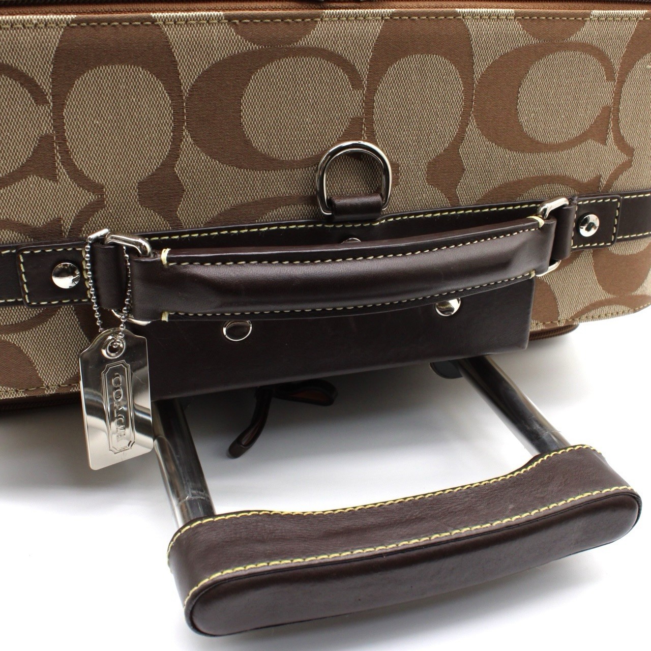 COACH F77180 Signature Canvas Leather Rolling Suitcase Carry On Luggage Brown