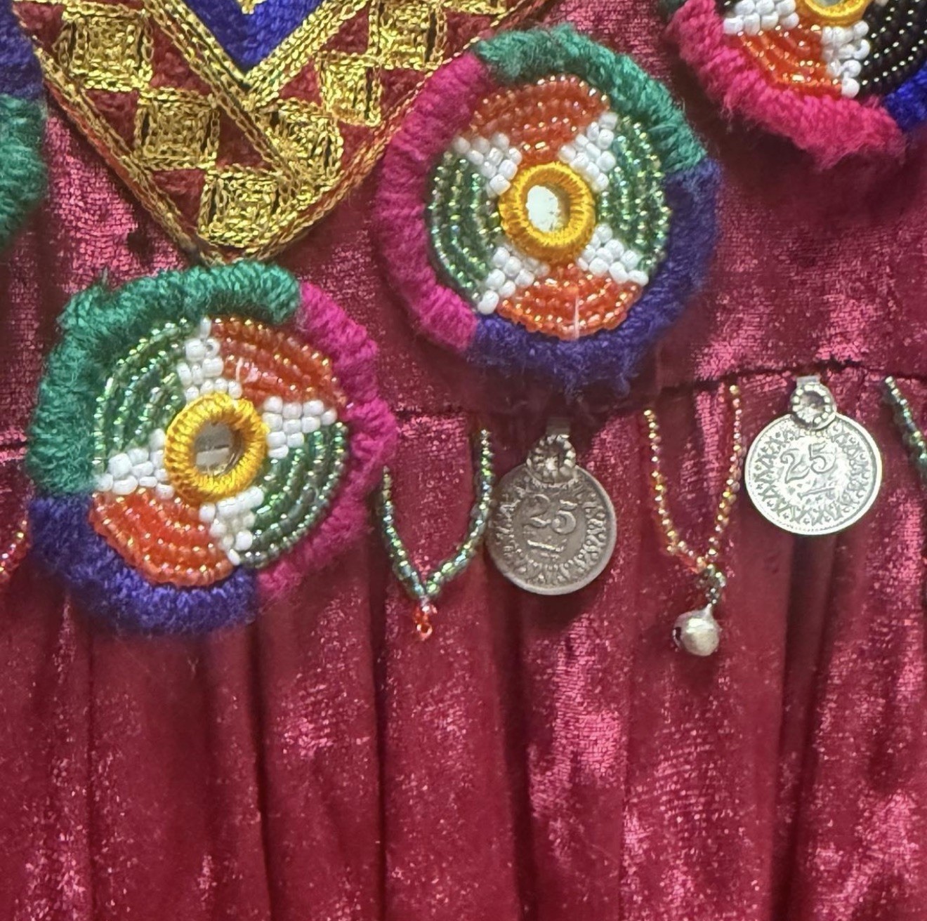 Afghan Traditional Kuchi Hand sewn Velvet Dress Set Shisha Beads Embroidery