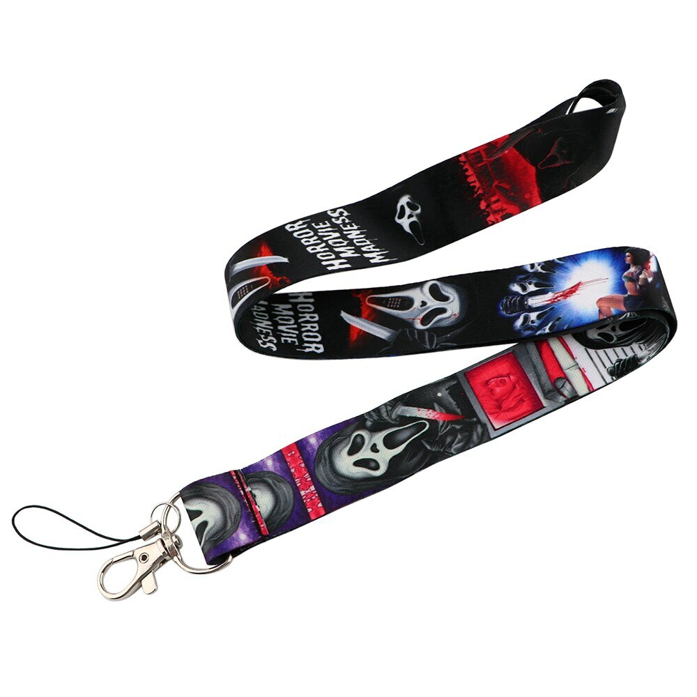 Scream Classic Horror Movie Ghost Face Mask Black Lanyard With ID Badge Holder