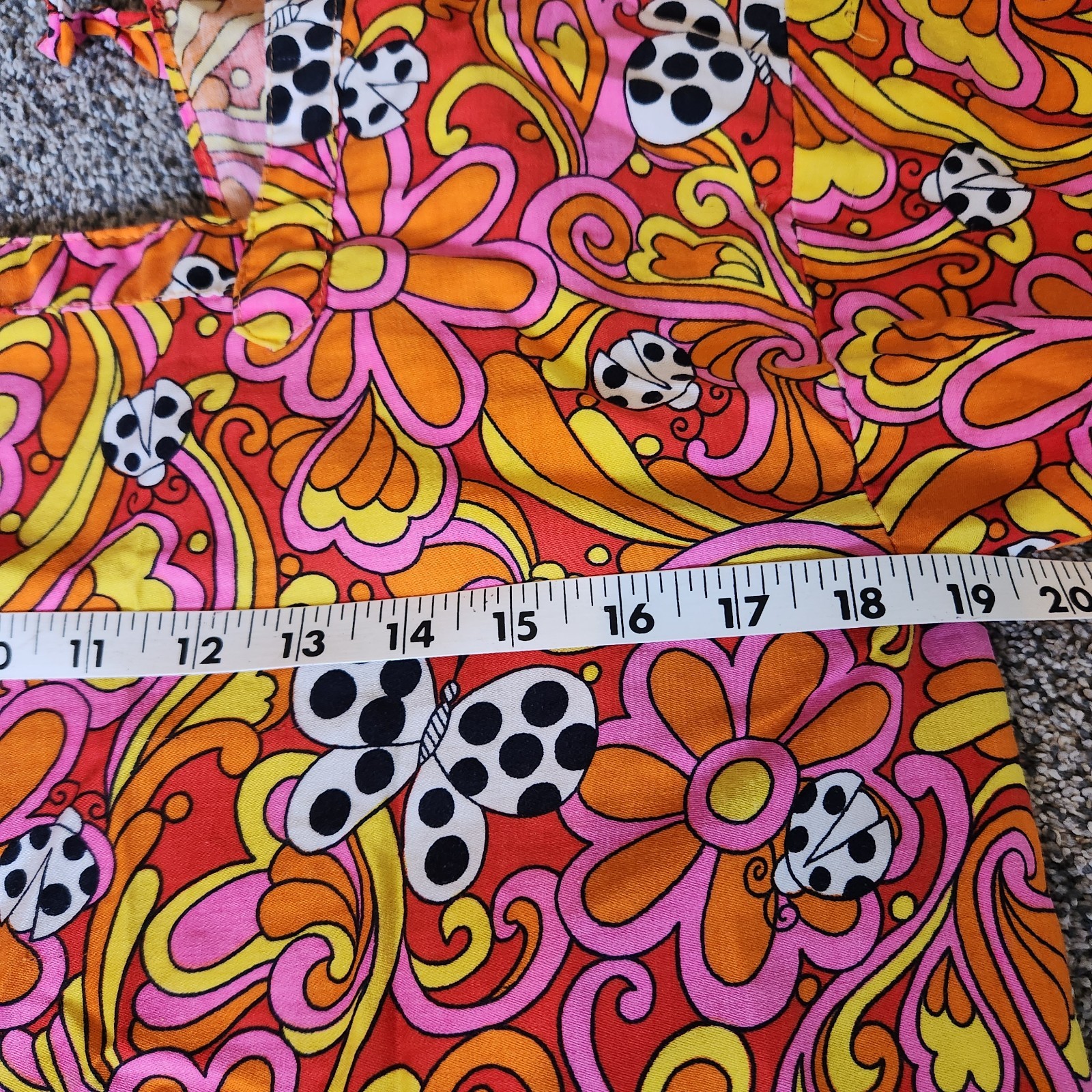 Vtg 60s Psychedelic DESIGN HOUSE Artist MCM Smock Apron MOD Flower Power Ladybug