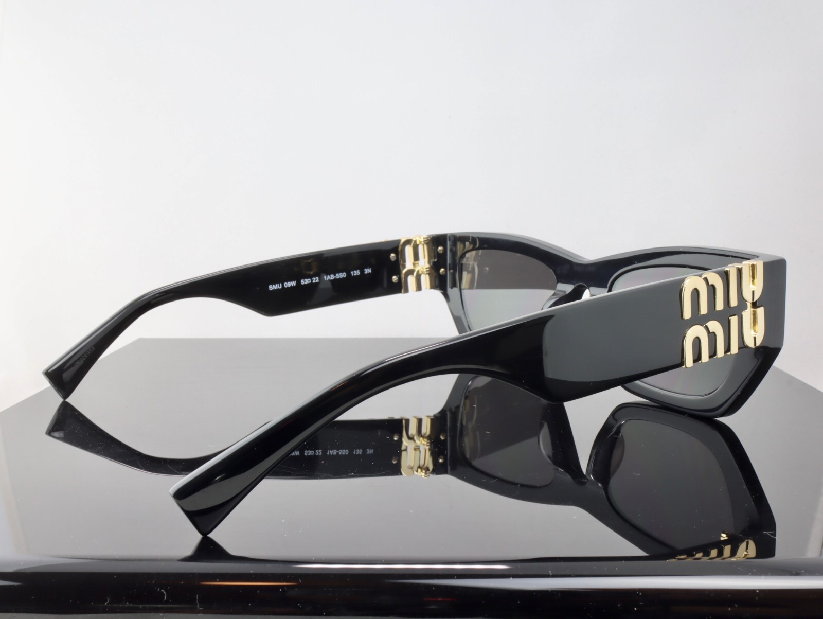 Miu Miu Glimpse SMU09W Black / Grey Lens Rectangle Oversized Sunglasses 100% UV
