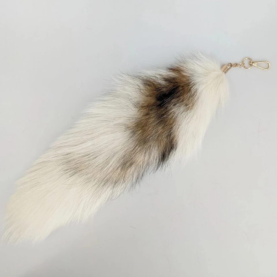 16″-18″ Real Fox Fur Tail Keychain Bag Charm Furry Pendant Costume Cosplay Toys