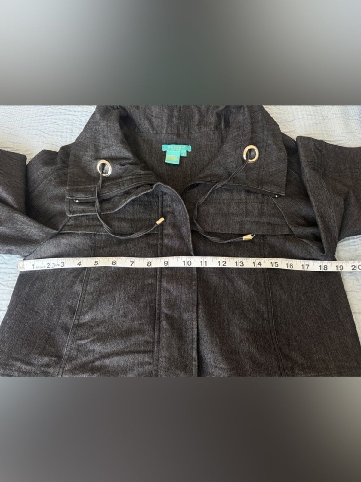 Sandro Sportswear Black Short Utility Jean Jacket with Drawstring