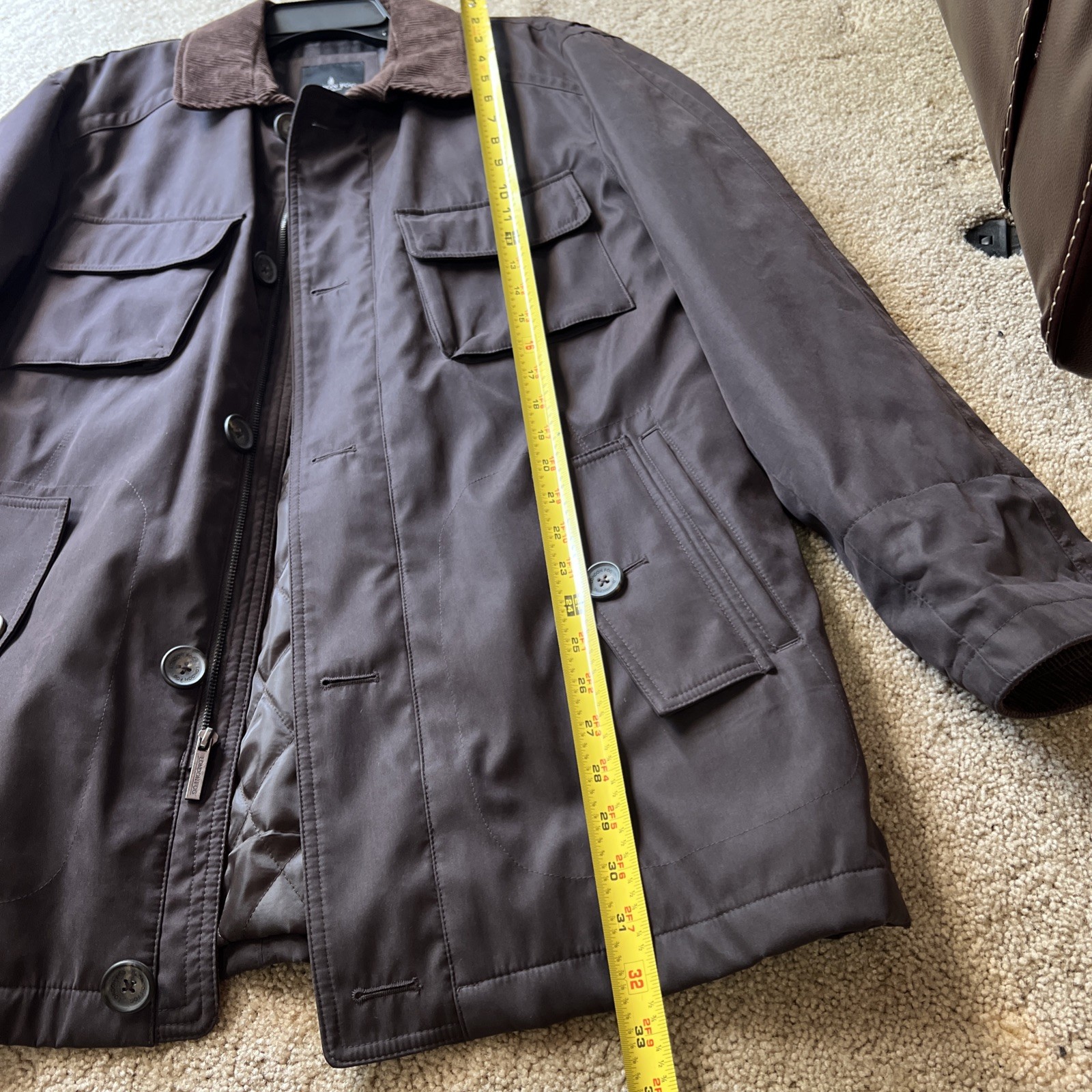 London Fog Jacket Men’s Size Medium Brown Zipper Button Closure
