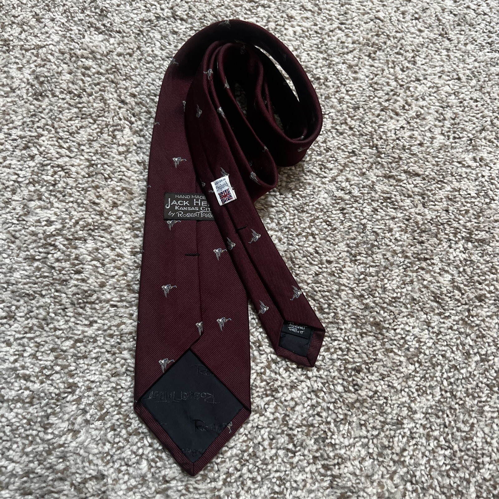 Robert Talbott Handmade For Jack Henry Mens Maroon Duck Neck Tie ENGLAND