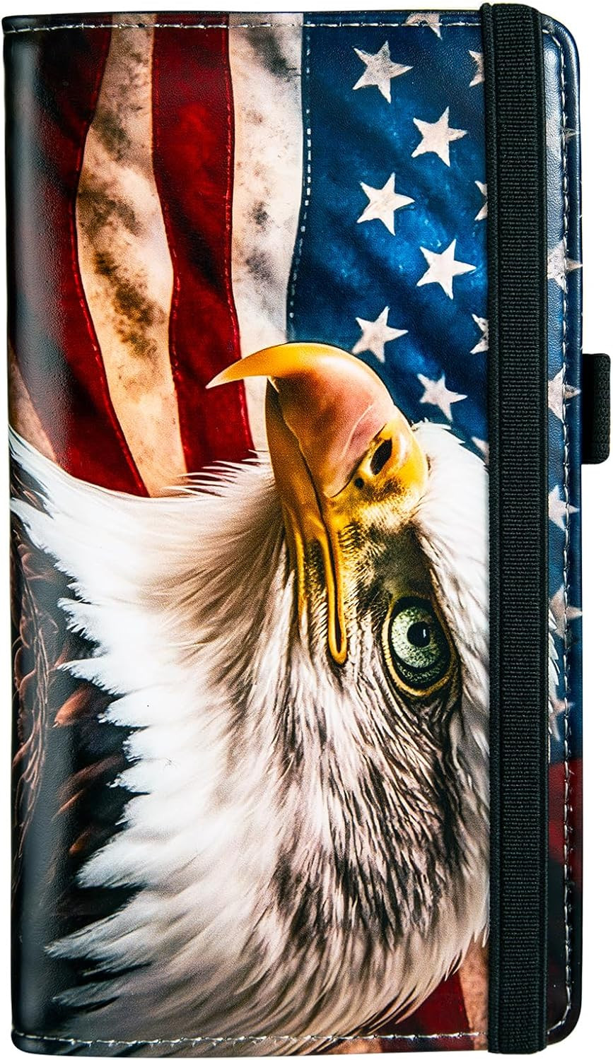 RFID Blocking Checkbook Cover Wallet with Credit Card Slot American Flag
