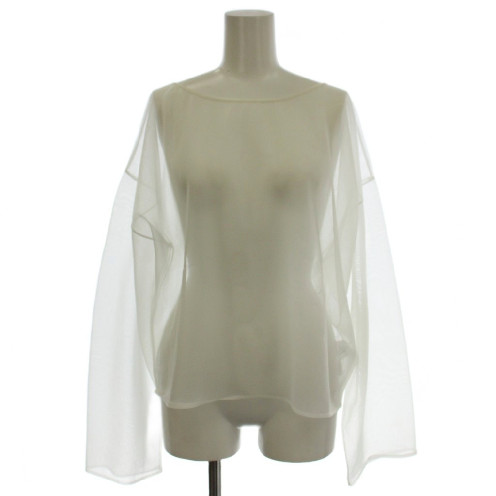 IENA Sheer Knit Pullover White F (US S) 19.7in (50cm) Excellent Long Sleeve