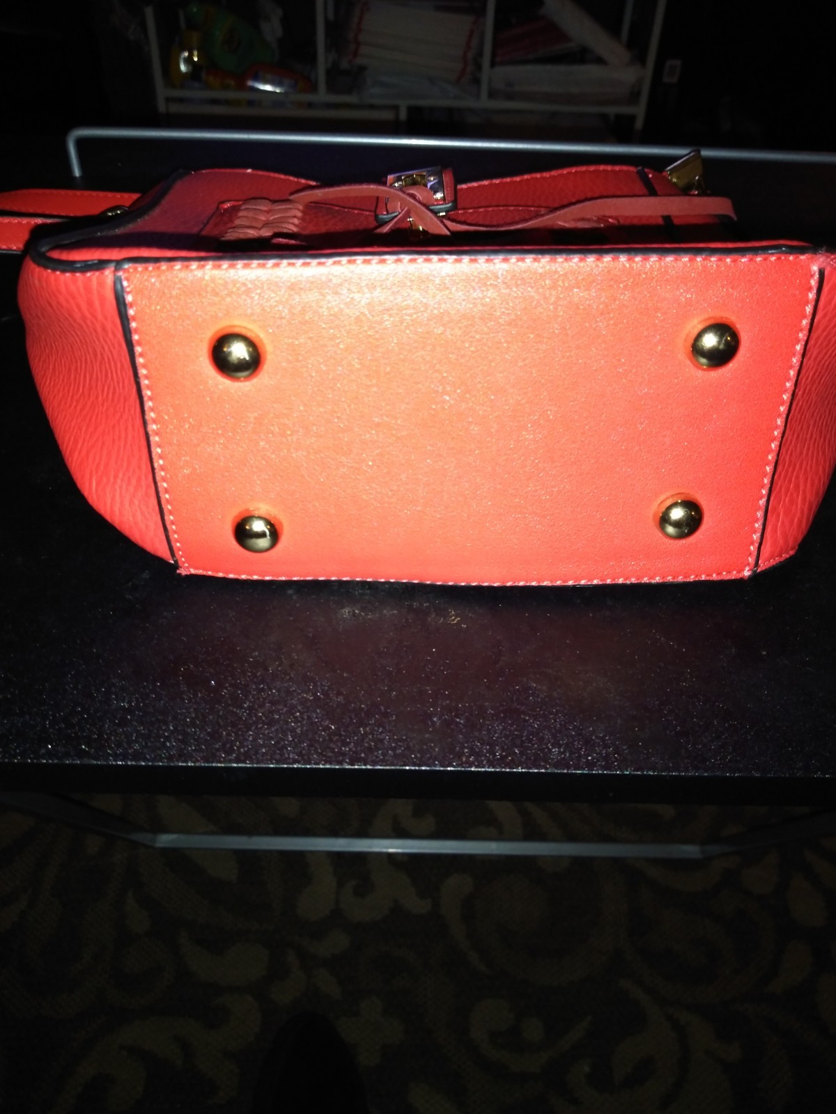 Mellow World Red Shoulder Bag Drawstring Zip Gold Hardware Inner Outer Pockets