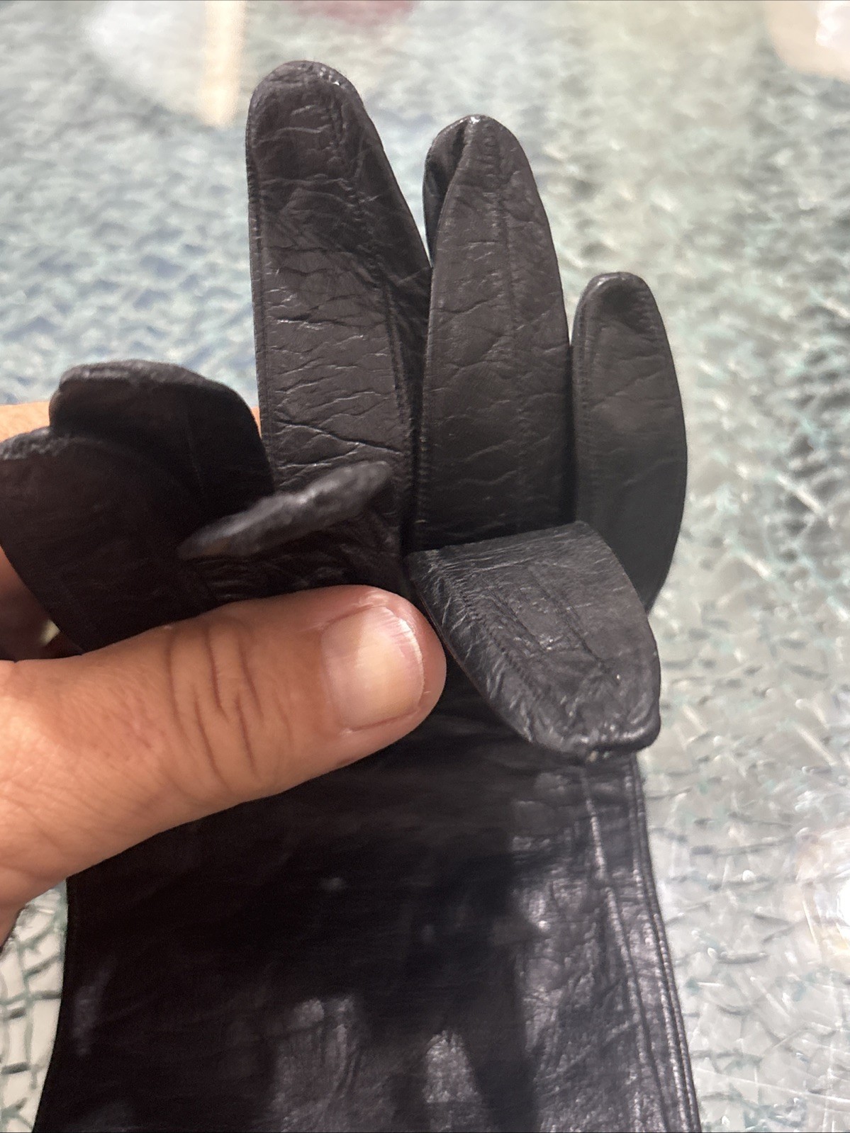 Vintage CHRISTIAN DIOR Long Gloves – Size 6½ – Black Leather – 15 In Length