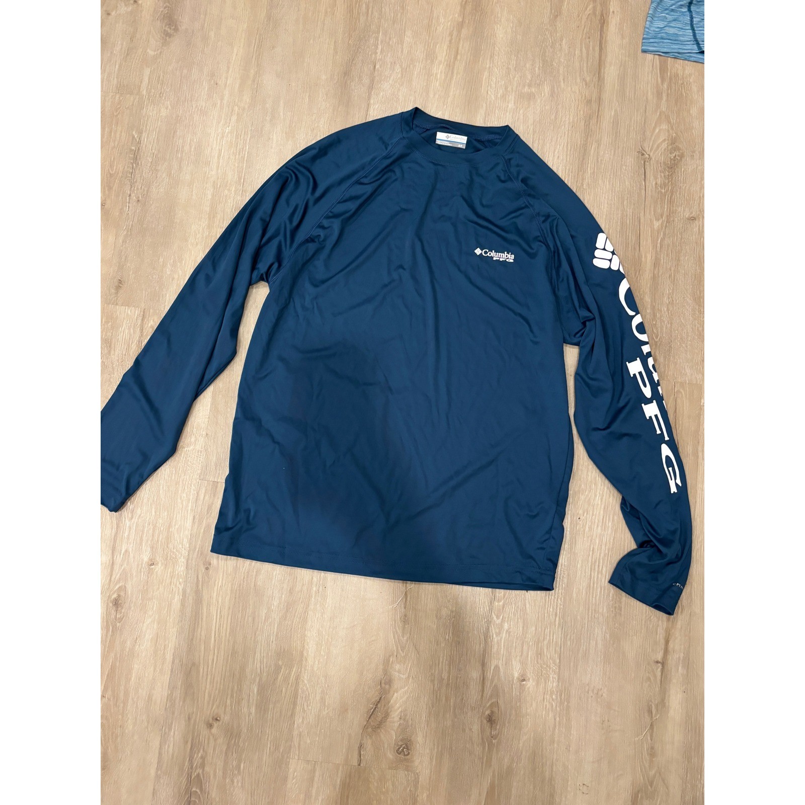 Columbia PFG Long Sleeve Shirt Mens Small Navy Blue Performance Fishing UPF Sun