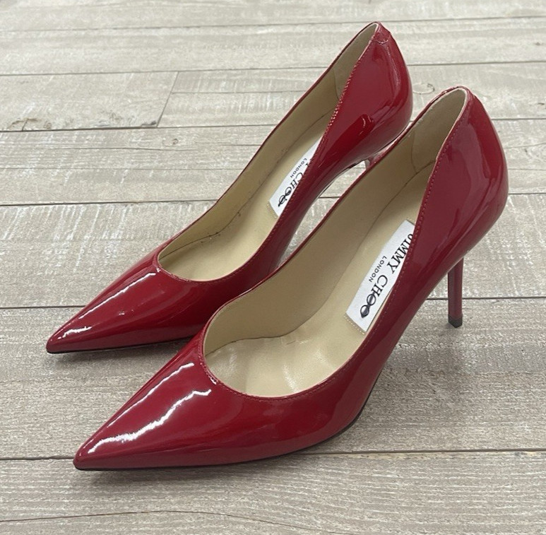 New Jimmy Choo Agnes 85mm Patent Leather Pump Heels In Red Size: 35 (US 5)
