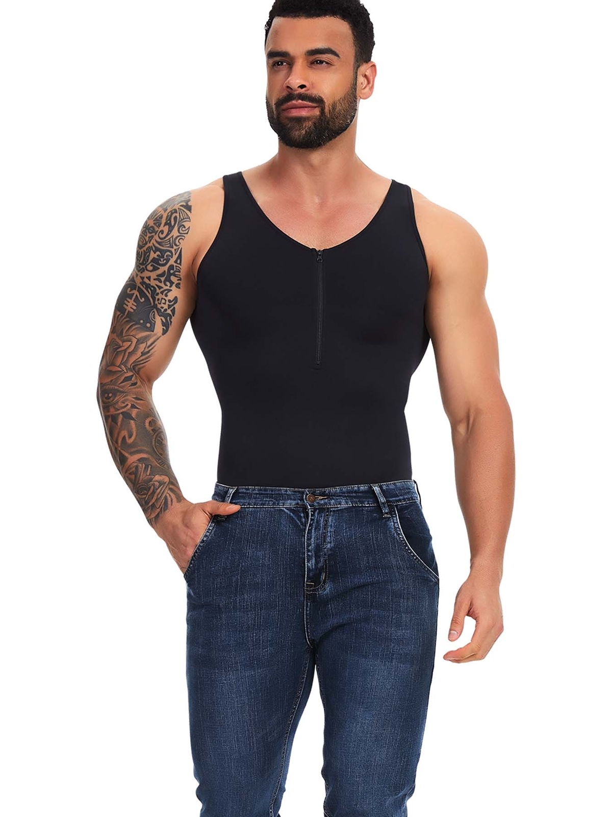 Men Shapewear Compression Bodysuit Full Body Shaper Slimming Fajas Para Hombres