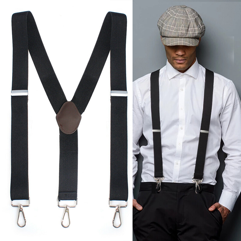 Men’s Suspender Y Back Adjustable Heavy Duty Elastic Y-Shaped Hooks Pants Braces