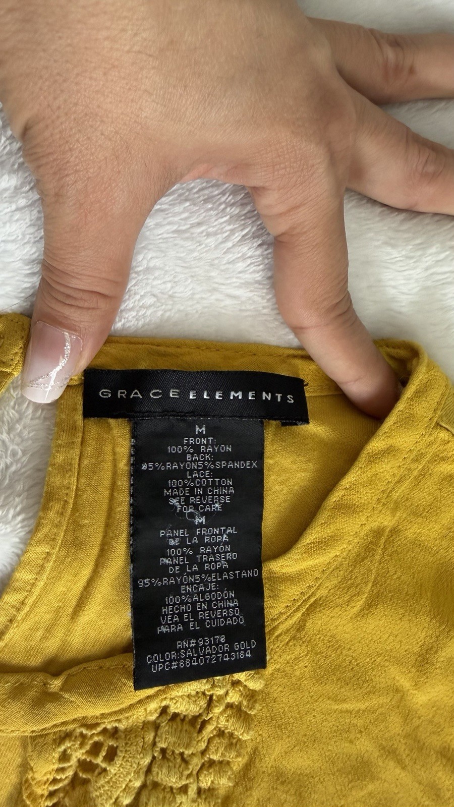 Grace Elements Women’s Mustard Lace Sleeveless Rayon Blouse Top Size M Boho