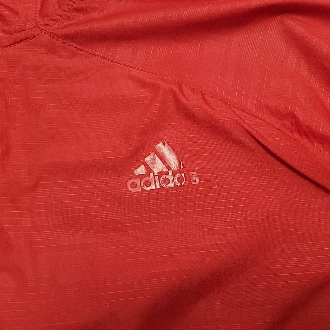 Adidas Jacket Mens Medium Red Hooded Ripstop Windbreaker Athletic Outdoors Retro