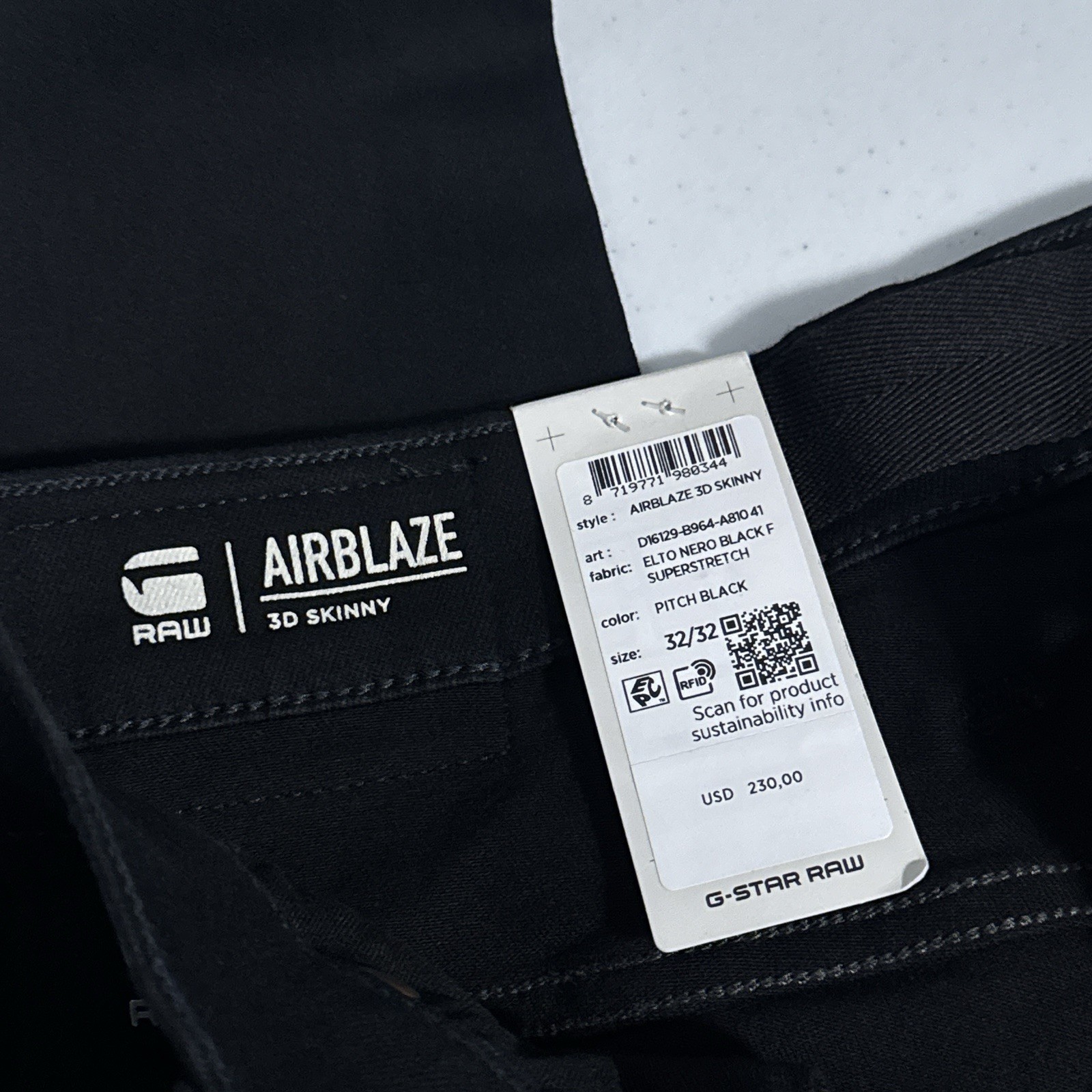 G-Star Raw Airblaze 3D Skinny Black Multi Pocket Moto Cargo Jeans Mens 32×32 NEW