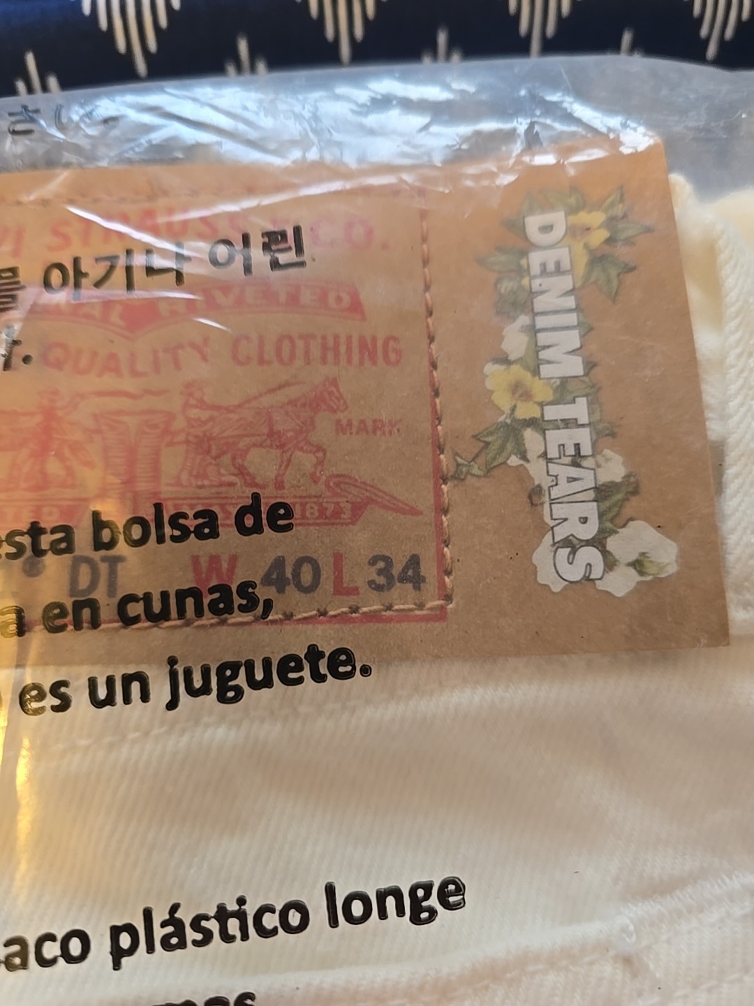 Denim Tears x Levi’s 501 Button Fly Jeans OffWhite Men’s 40X34 Sealed Retal $290