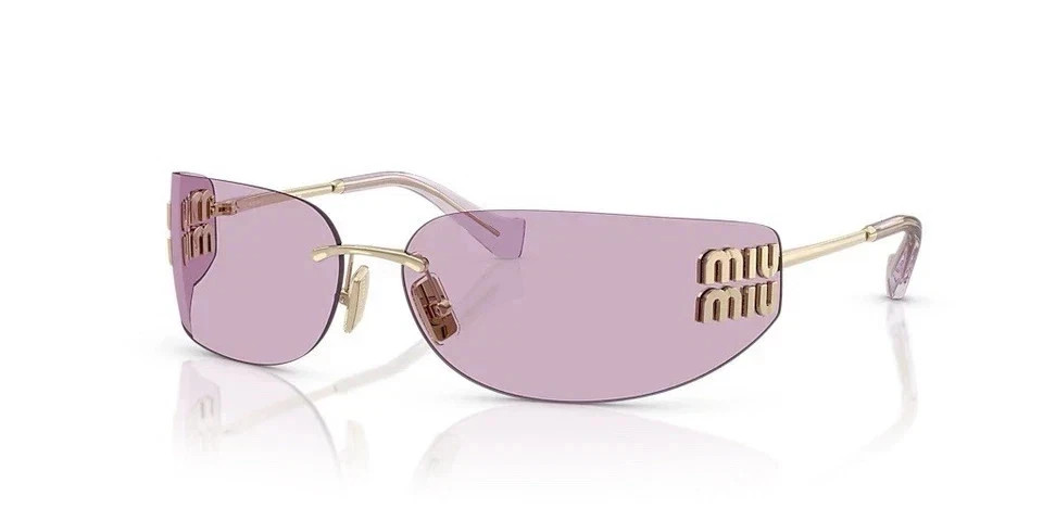 Miu Miu MU A51S Pale Gold Pink Wrap Women Sunglasses