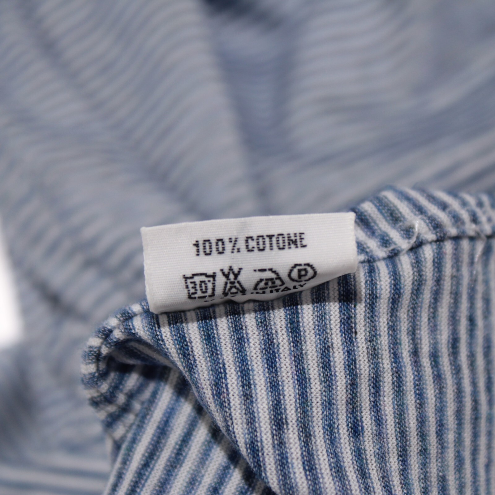 Cesare Attolini NWD Long Sleeve Polo Shirt Size 43 17 in Blue & White Stripes