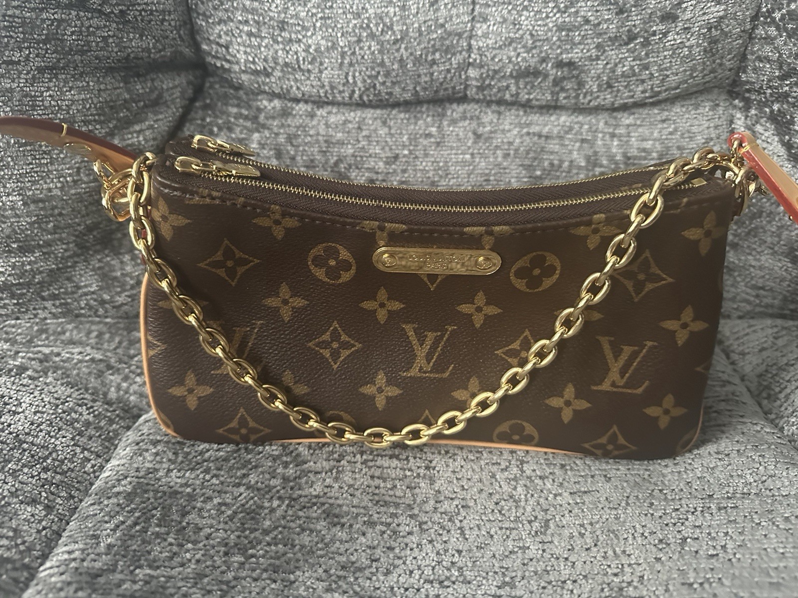 Louis Vuitton Monogram Brown Crossbody Bag Zip Chain Adjustable Strap + Dust Bag
