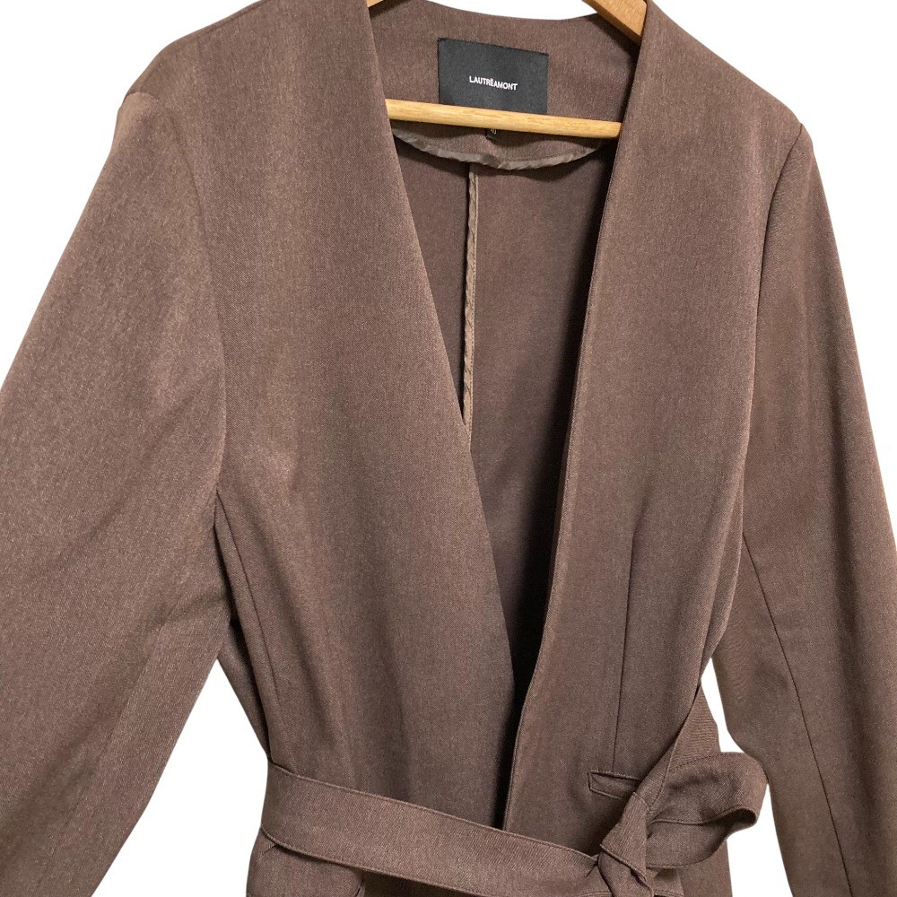 LAUTREAMONT Stretch Belted Collarless Jacket, Size 40, Brown Women USED