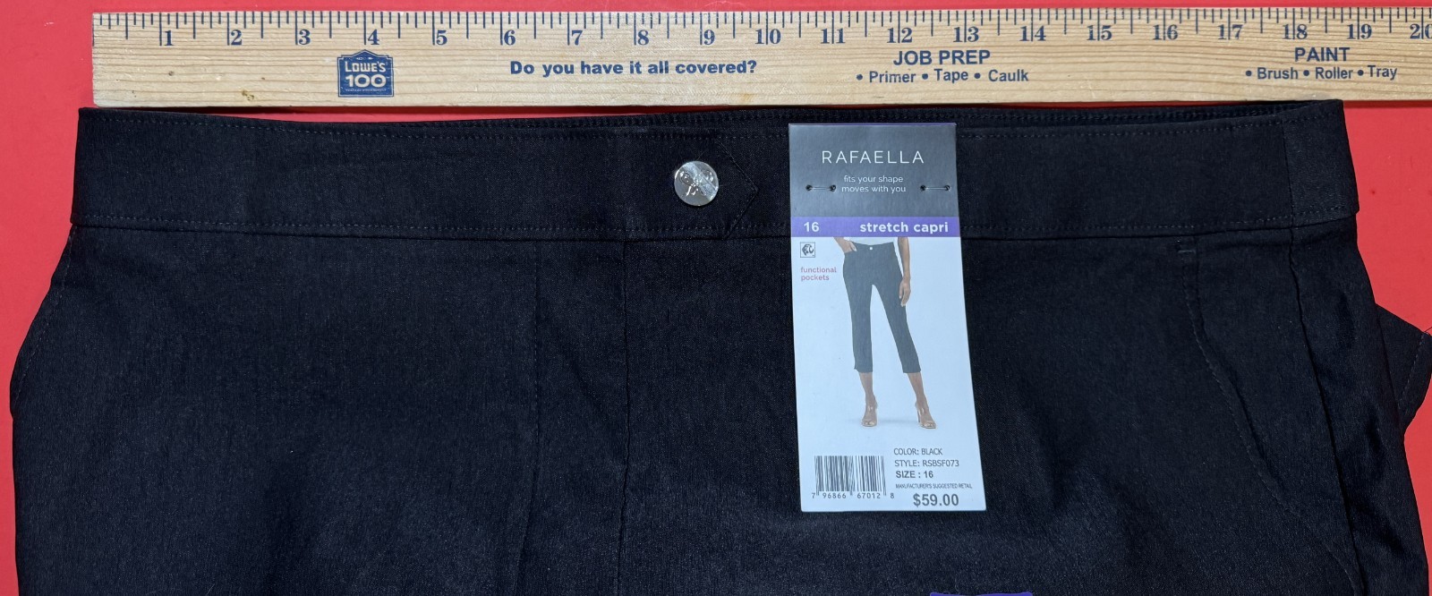 Rafaella Stretch Capri Pants Black Womens Size 16 NEW!! NWT!!