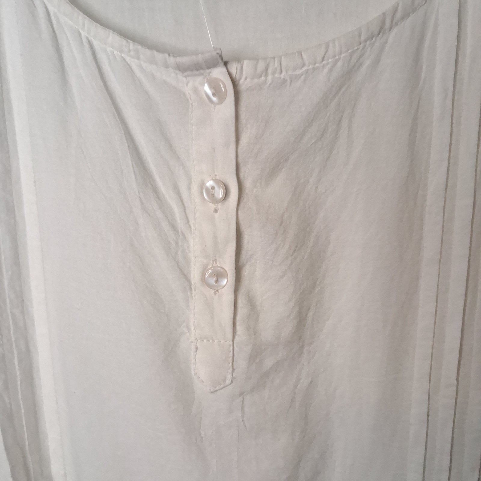 Cute Options Romantic Boho White Cotton Lace Trim Pintuck Tunic Blouse-Size M